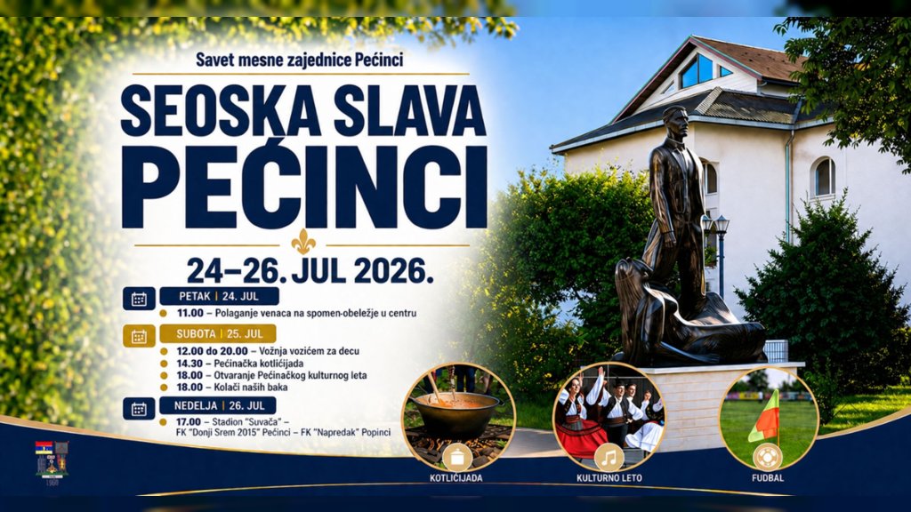 Pećinci: Bogat program povodom obeležavanja seoske slave od 24. do 26. jula