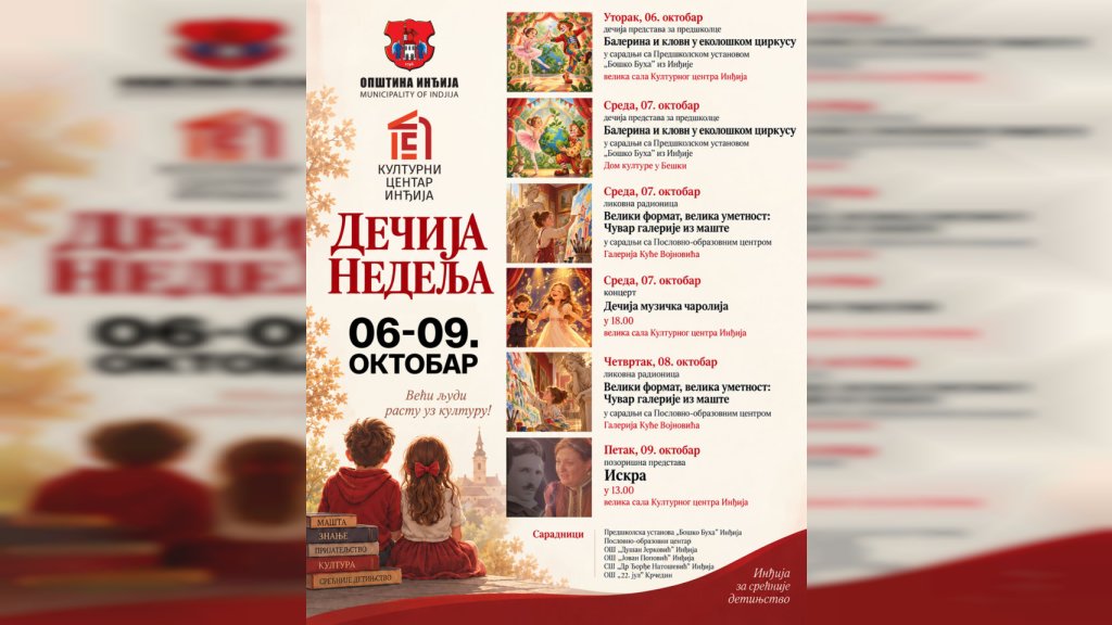 Program za najmlađe: "Dečija nedelja" u Inđiji od 6. do 9. oktobra