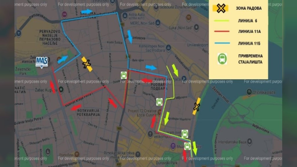 PRIVREMENA IZMENA TRASA LINIJA 6, 11A, 11B zbog radova Beogradskom keju