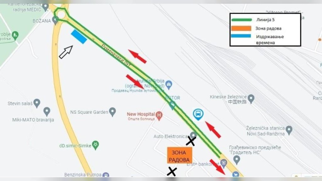 PRIVREMENA IZMENA TRASE AUTOBUSA LINIJE BROJ 5