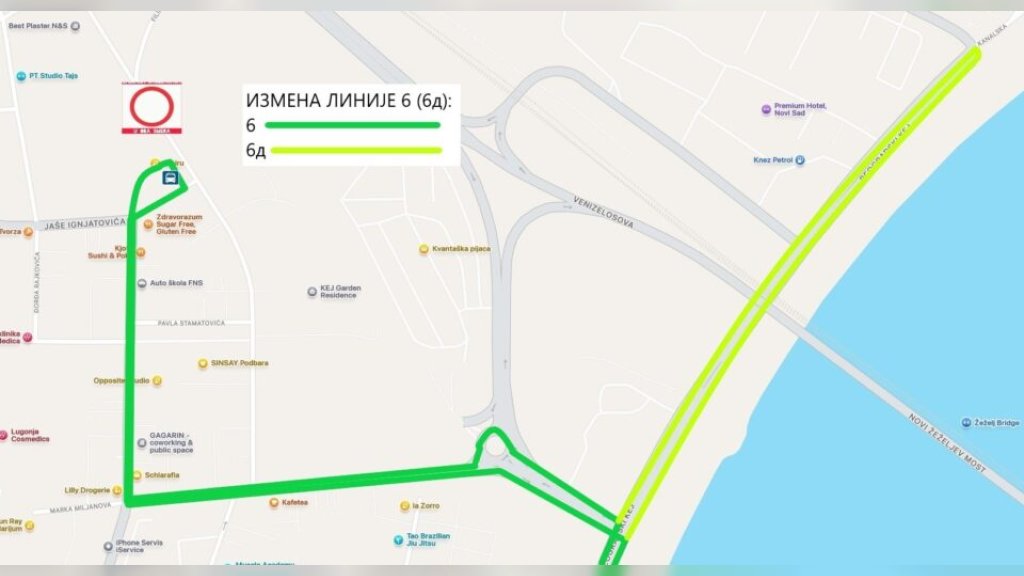 Privremena izmena trase autobusa linija 6 (6D) na Podbari