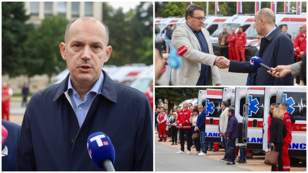 NOVA VOZILA ZA BRŽU I EFEKASNIJU PRUŽANJE PRVE POMOĆI Lončar uručio ključeve 20 saniteta predstavnicima zdravstvenih ustanova u Srbiji