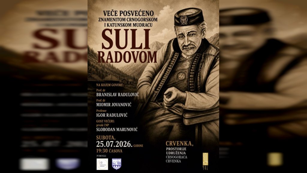 U subotu u Crvenki „Veče posvećeno Suli Radovom“