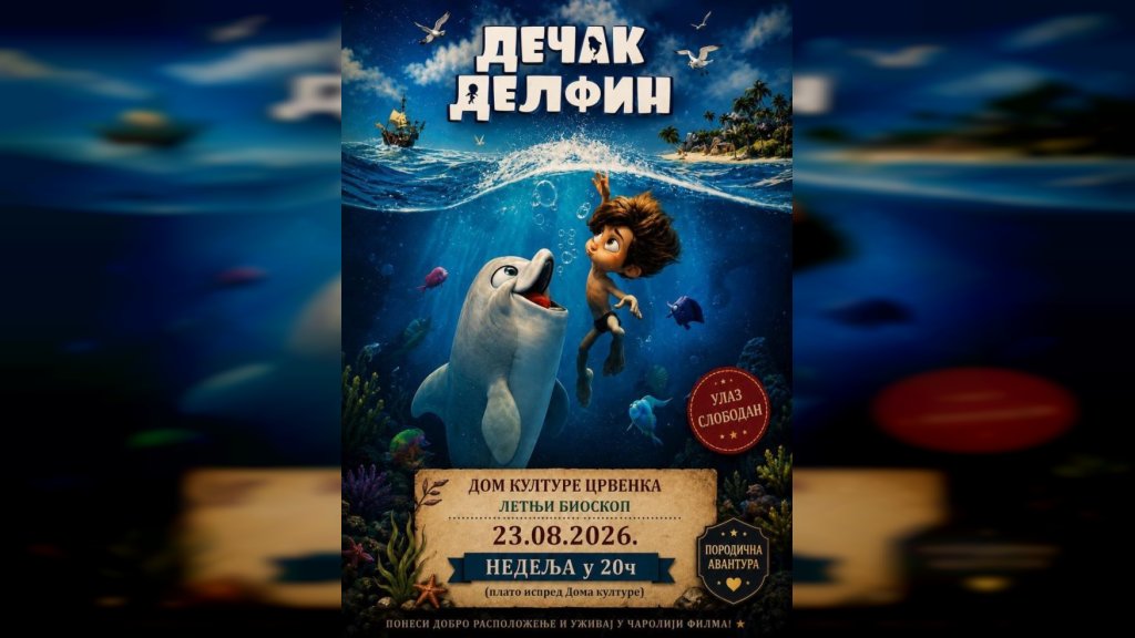 Letnji bioskop u Crvenki: U nedelju projekcija filma ,,Dečak delfin“