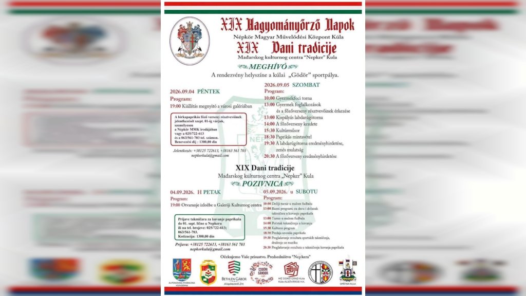 ,,Dani tradicije“ 4. i 5. septembra u Kuli