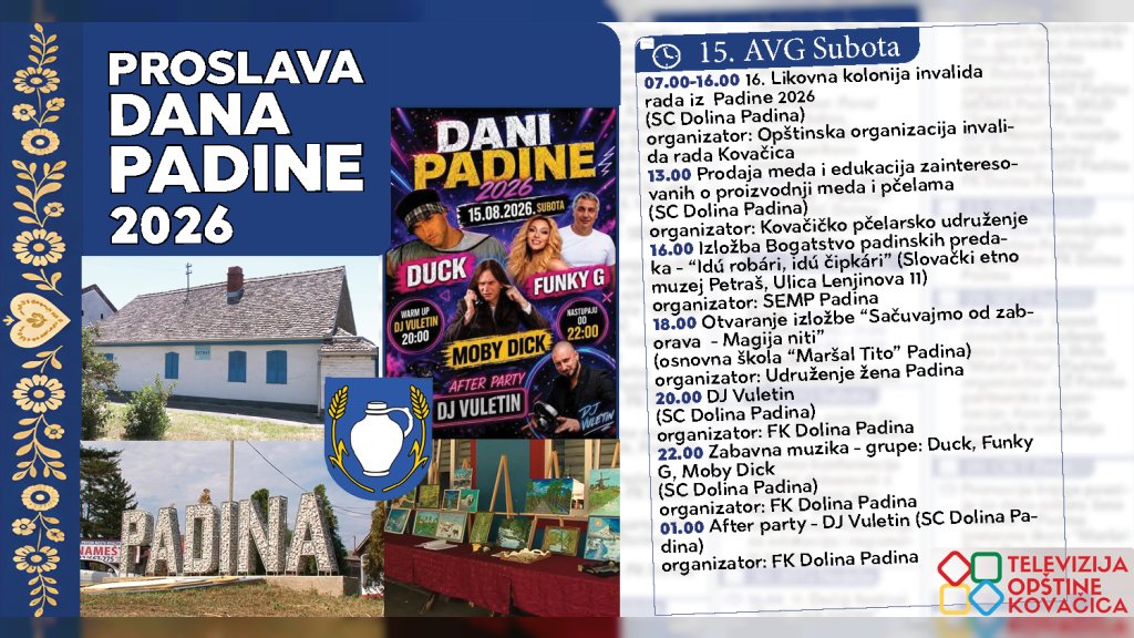 Evo šta možete posetiti u Padini u subotu
