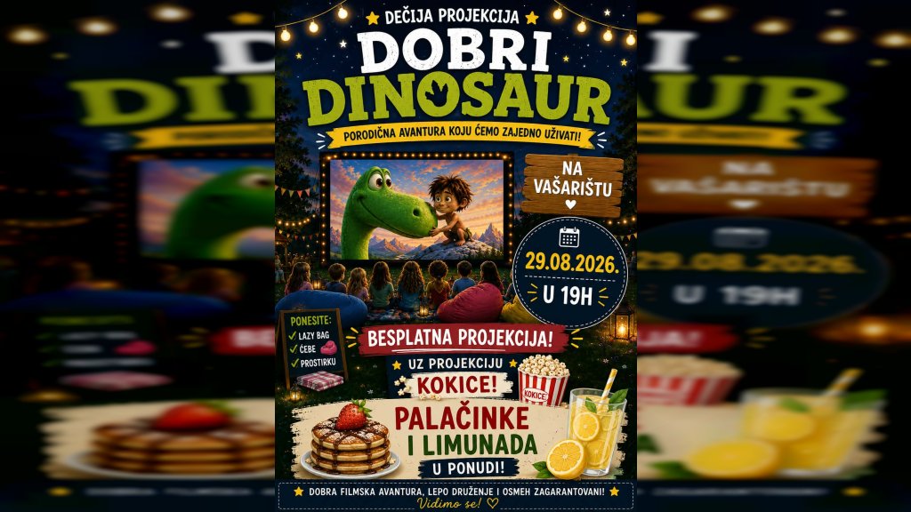 Filmsko veče pod zvezdama – „Dobri dinosaurus“ stiže u Debeljaču