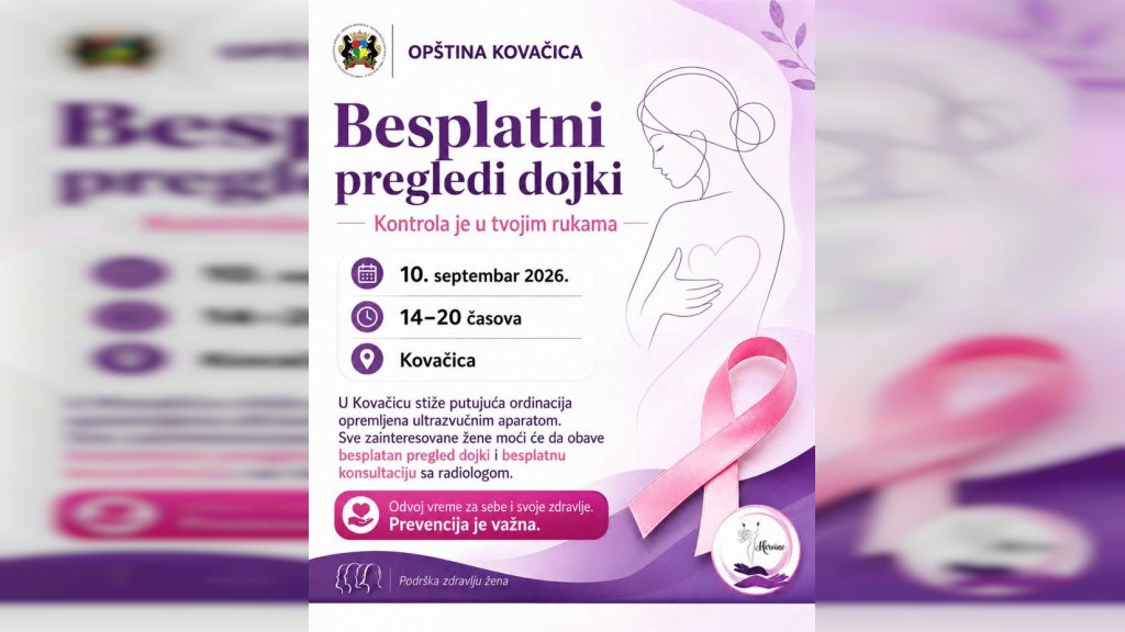 Besplatni ultrazvučni pregledi dojki 10. septembra u Kovačici
