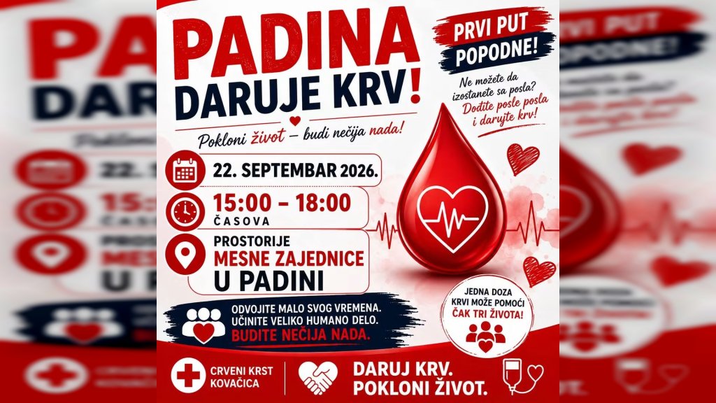 Daruj krv – pokloni život: akcije u Padini i Kovačici
