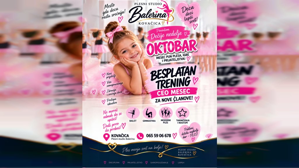 Dečija nedelja u Plesnom studiju Balerina: ceo oktobar besplatan za nove članove
