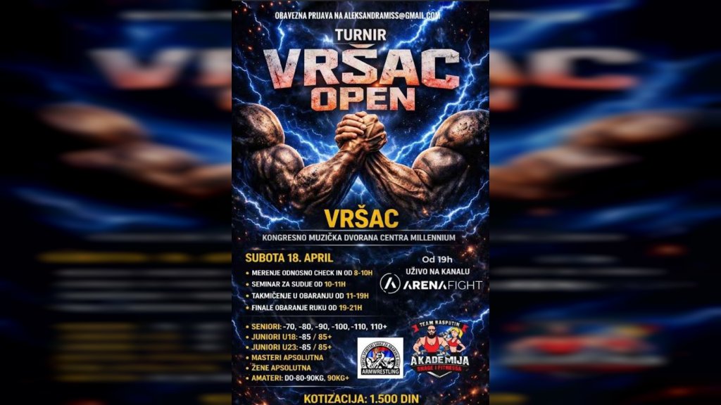 Vršac domaćin velikog sportskog vikenda: Vršac Open i regionalno bodibilding takmičenje