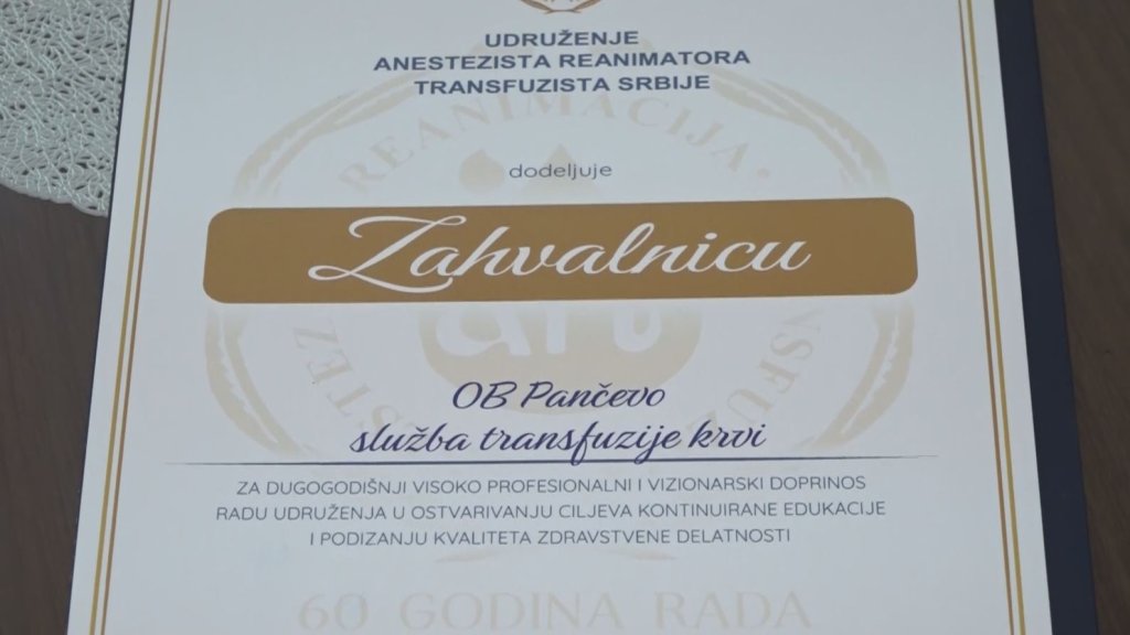 Priznanje za humanost i stručnost: Pančevačka transfuziologija među najboljima