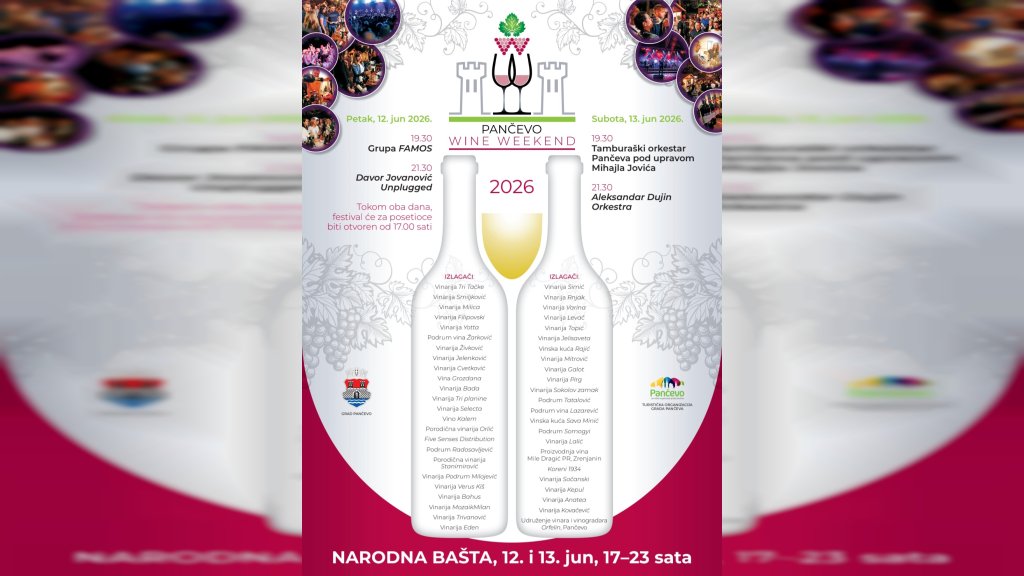 Pančevo Wine Weekend 2026: Vino, gastronomija i muzika u Narodnoj bašti
