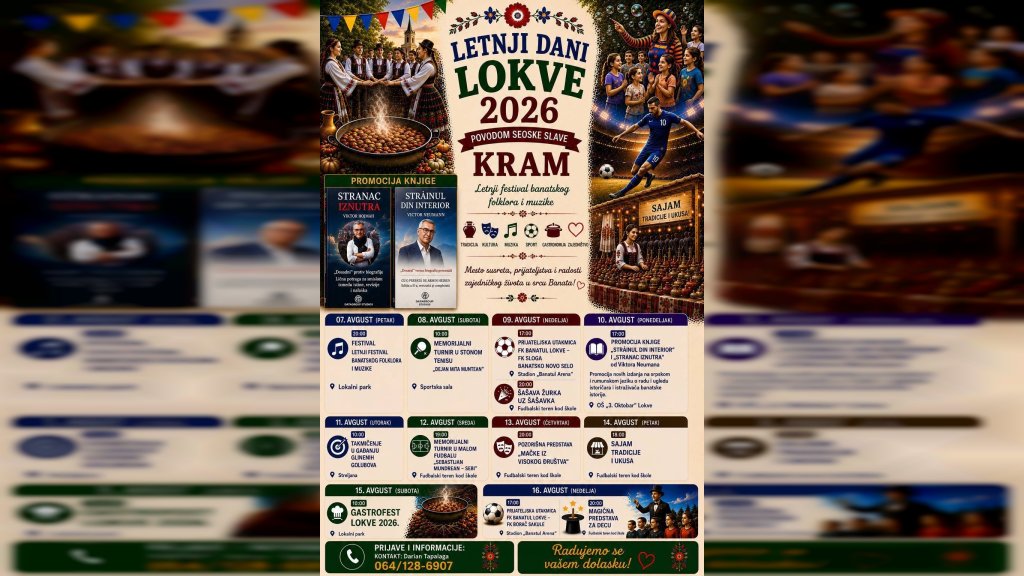 Letnji dani Lokve 2026: Tradicija, kultura i zajedništvo u srcu Banata