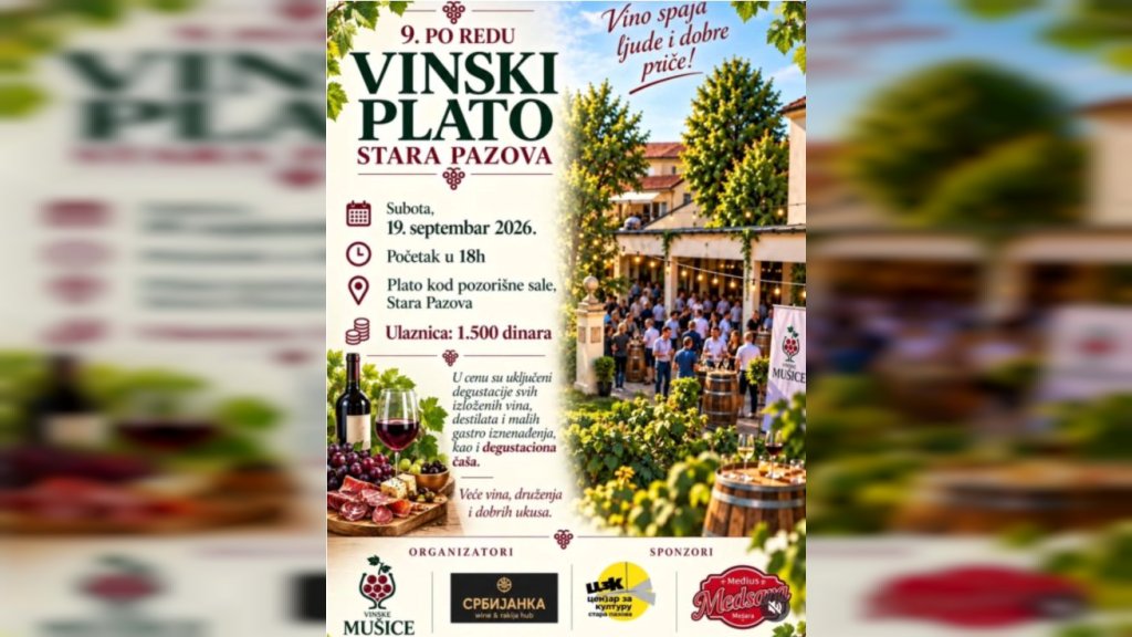 U subotu 9. Vinski plato u Staroj Pazovi