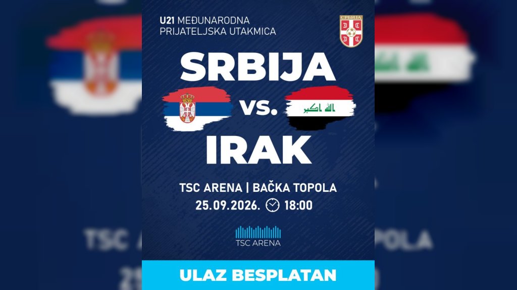 Mlada reprezentacija Srbije dočekuje Irak u Bačkoj Topoli