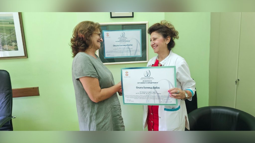 Opštoj bolnici Vrbas dodeljena nova akreditacija