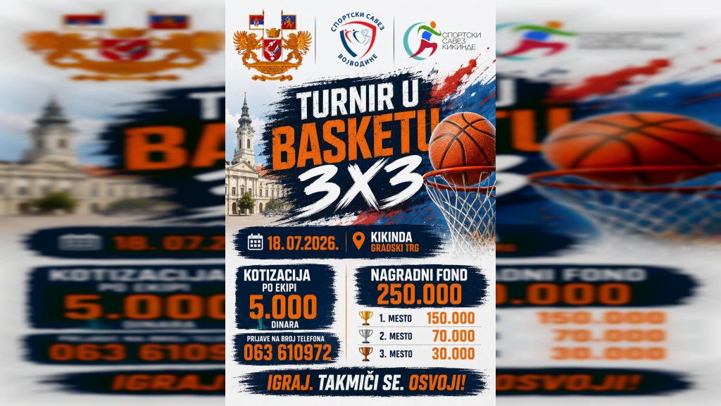 Turnir u basketu 3×3 na Gradskom trgu: Seniori u borbi za nagradni fond od 250.000 dinara