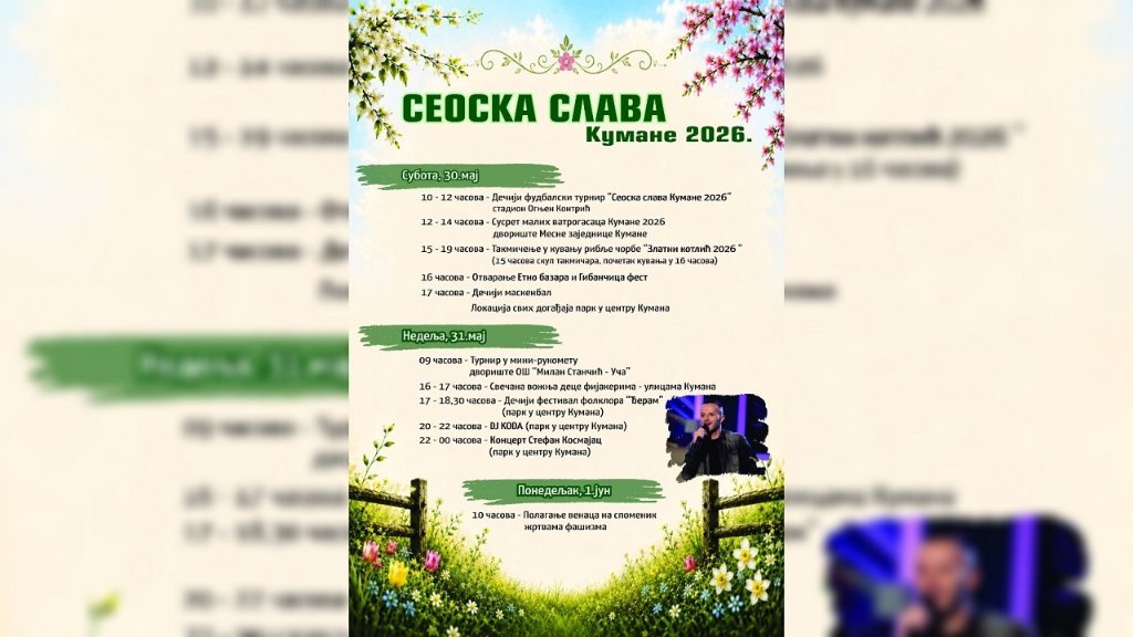 Program manifestacije „Dani sela Kumane 2026”