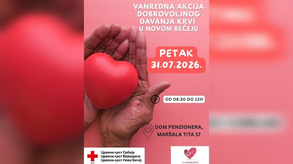 Vanredna akcija u Novom Bečeju, potrebne A-, B- i O- krvna grupa