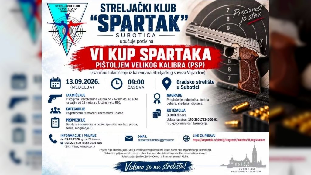 VI Kup Spartaka u gađanju pištoljem velikog kalibra